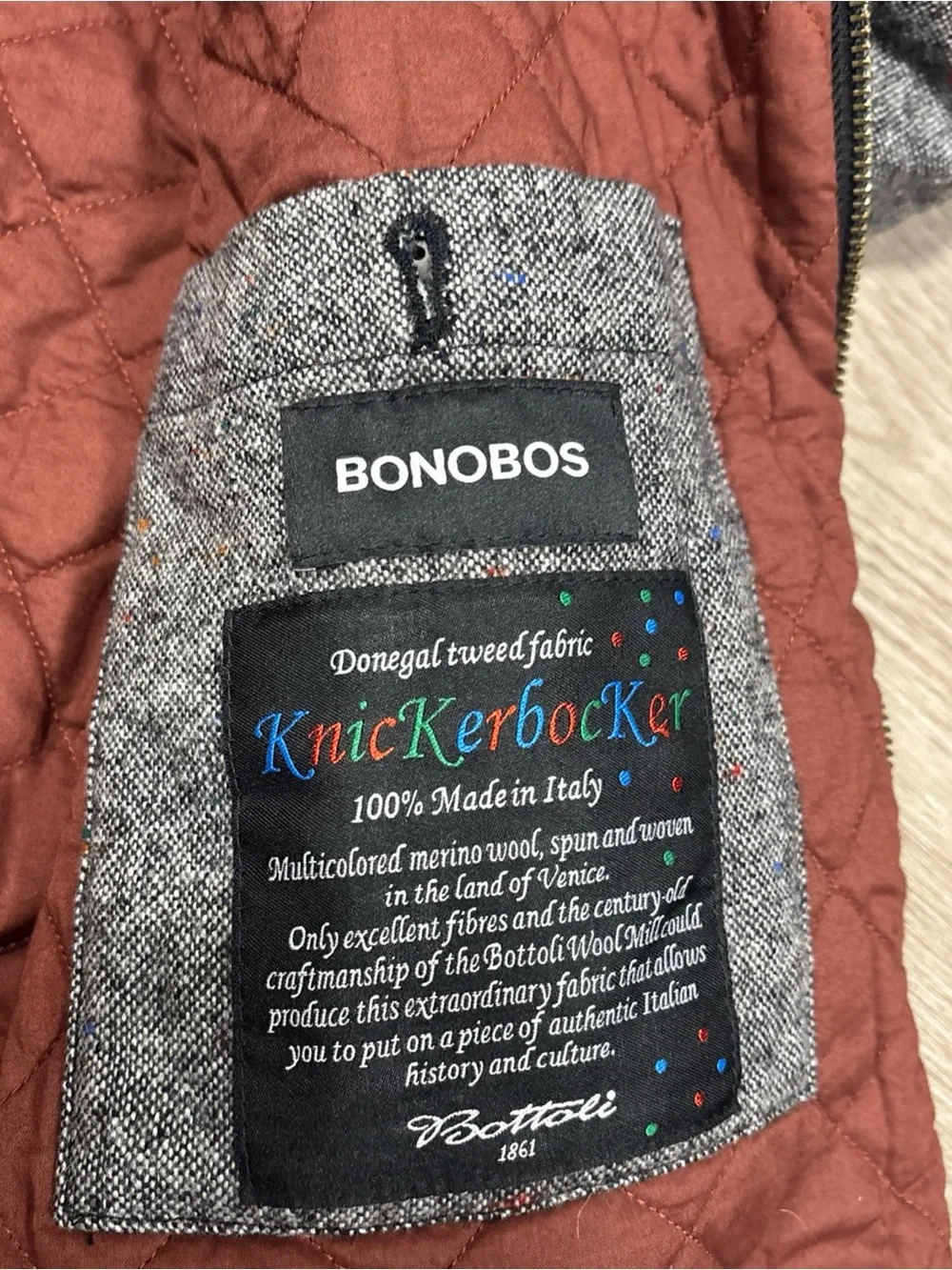 Bonobos Donegal Tweed Bomber Jacket Mens Size M Italy Knickerbocker Bottoli